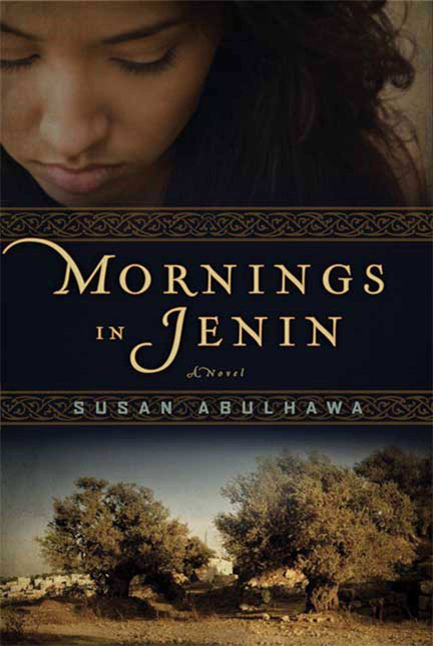 Book cover featuring a photo of a person looking down at the top and a grove of trees at the bottom